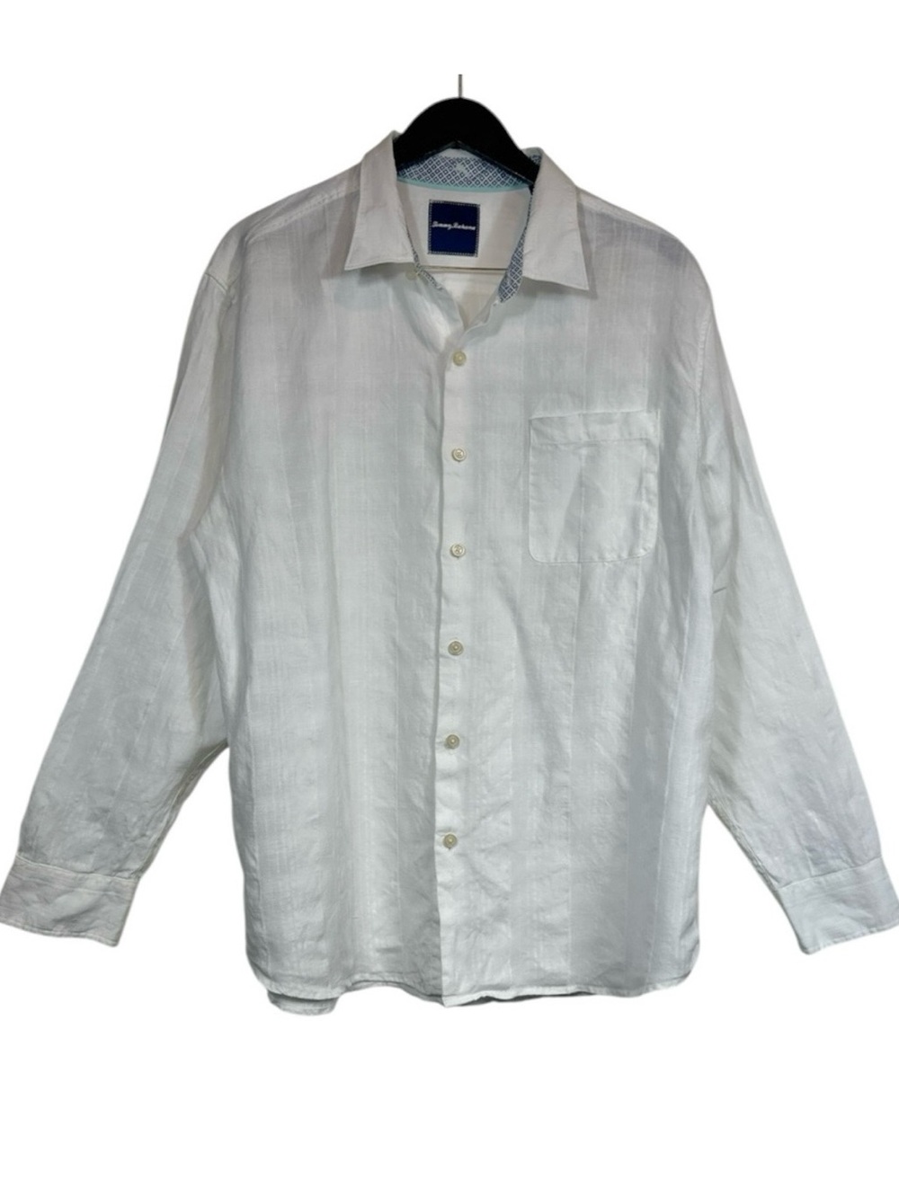 Tommy Bahama Men’s Classic White Button Down Linen Blend Collared Shirt Size XL